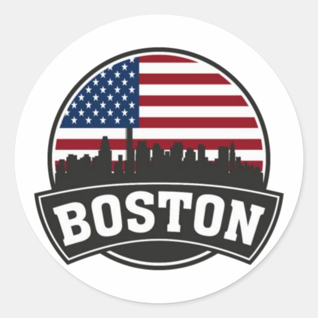 Boston City Skyline, boston ma skyline Classic Round Sticker (Front)