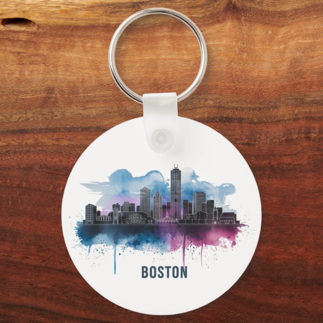 Boston City Skyline, Boston Ma Skyline Keychain (Front)