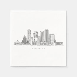 Boston City Skyline, boston ma skyline Napkins