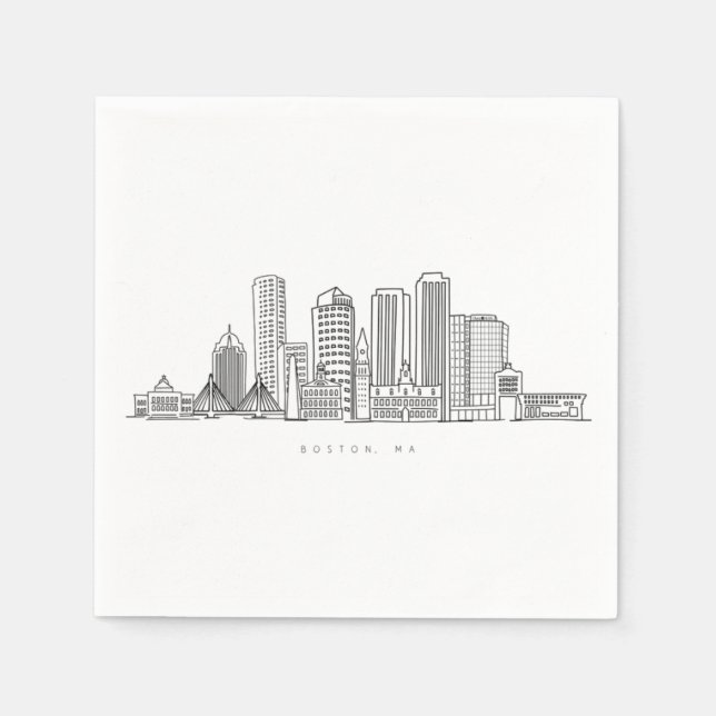 Boston City Skyline, boston ma skyline Napkins (Front)