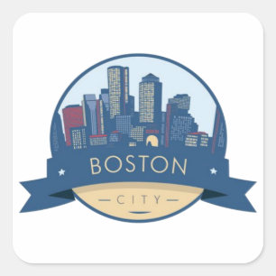 Boston City Skyline, boston ma skyline Square Sticker