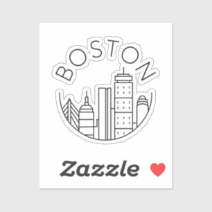 Boston City Skyline, boston ma skyline Sticker