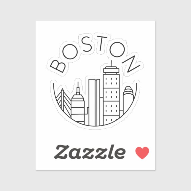 Boston City Skyline, boston ma skyline Sticker (Sheet)