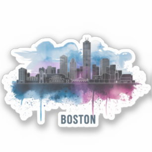 Boston City Skyline, Boston Ma Skyline Sticker