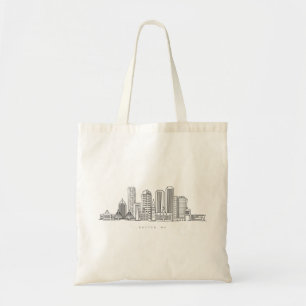 Boston City Skyline, boston ma skyline Tote Bag