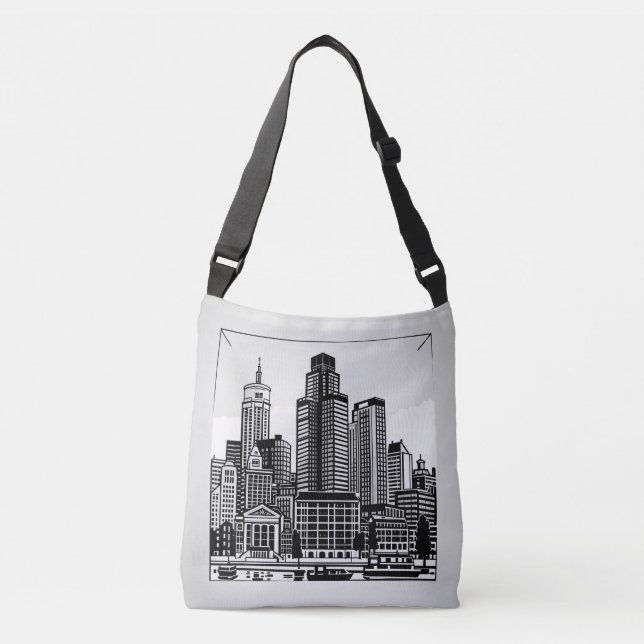 Boston City Skyline Crossbody Bag (Front)