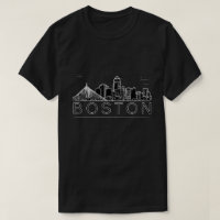 Boston City Skyline Outline Art Black White