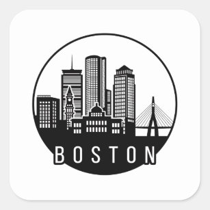 Boston City Skyline Square Sticker