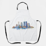 Boston City Skyline Watercolor | Modern Boston MA  Apron