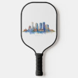 Boston City Skyline Watercolor | Modern Boston MA  Carbon Fiber Pickleball Paddle