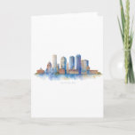 Boston City Skyline Watercolor | Modern Boston MA  Card