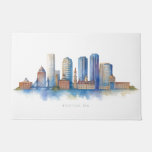 Boston City Skyline Watercolor | Modern Boston MA  Doormat