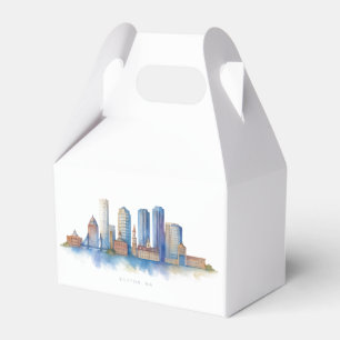 Boston City Skyline Watercolor Modern Boston MA Favor Boxes