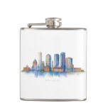 Boston City Skyline Watercolor | Modern Boston MA  Flask