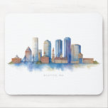 Boston City Skyline Watercolor | Modern Boston MA  Mouse Pad