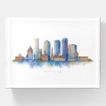 Boston City Skyline Watercolor | Modern Boston MA  Paperweight