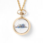 Boston City Skyline Watercolor | Modern Boston MA  Watch