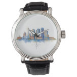 Boston City Skyline Watercolor | Modern Boston MA  Watch