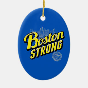 Boston City Strong Remembers on Blue Ceramic Ornament