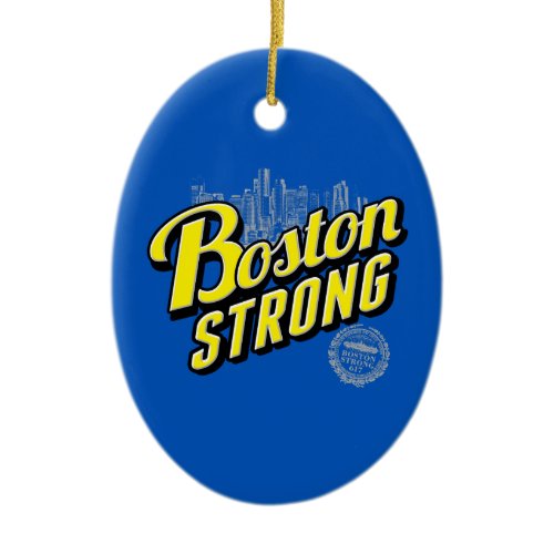 Boston City Strong Remembers on Blue Ceramic Ornament