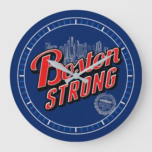 Boston City Strong Remembers on Navy Blue Dial Large Clock