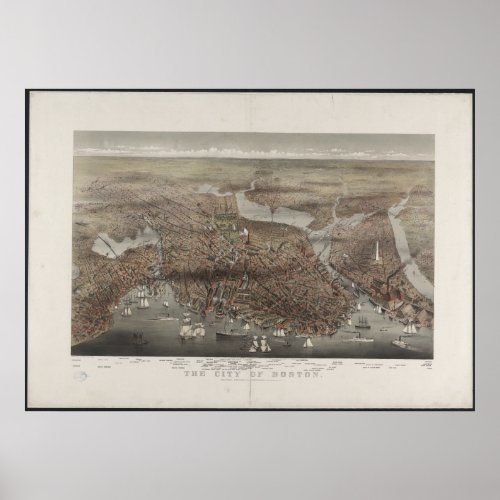 Boston City View 1873 Poster