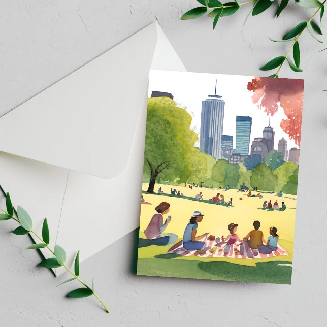 Boston Common Picnic | Summer Watercolor Card (Creator Uploaded)