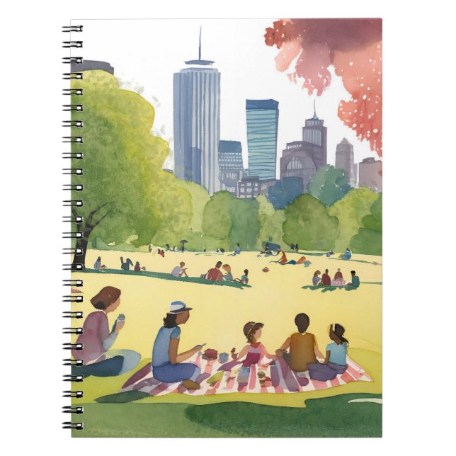 Boston Common Picnic | Summer Watercolor Painting Notebook (Front)