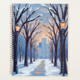 Boston Common   Winter Snowfall Watercolor Planner
