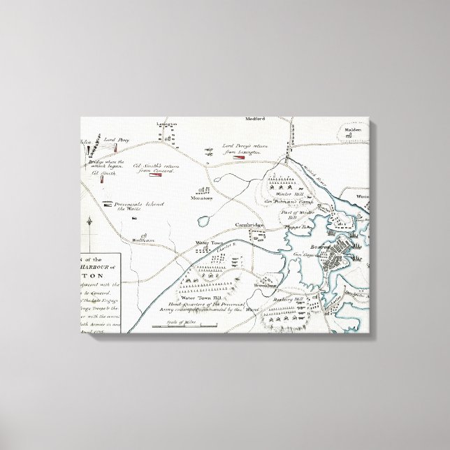 BOSTON-CONCORD MAP, 1775 CANVAS PRINT (Front)