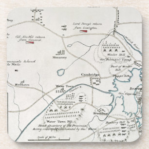 BOSTON-CONCORD MAP, 1775 DRINK COASTER