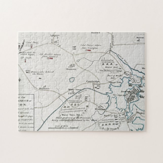 BOSTON-CONCORD MAP, 1775 JIGSAW PUZZLE (Horizontal)