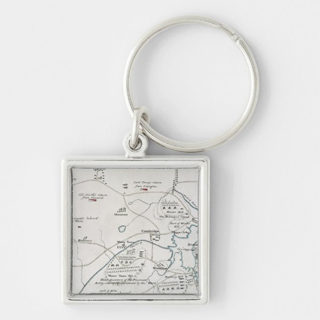 BOSTON-CONCORD MAP, 1775 KEYCHAIN (Front)
