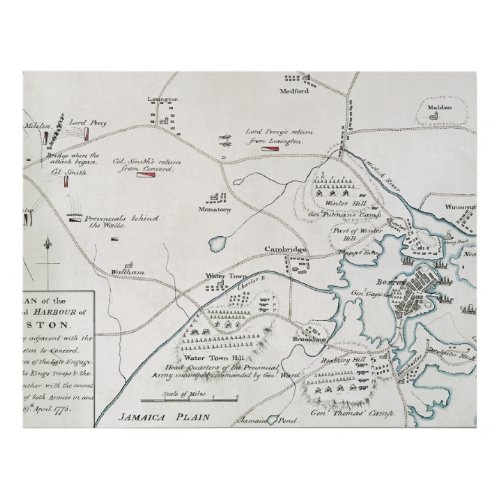 BOSTON_CONCORD MAP 1775 PANEL WALL ART
