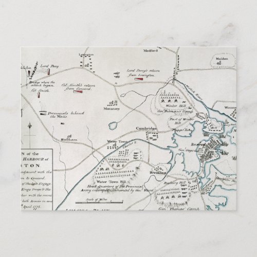 BOSTON_CONCORD MAP 1775 POSTCARD