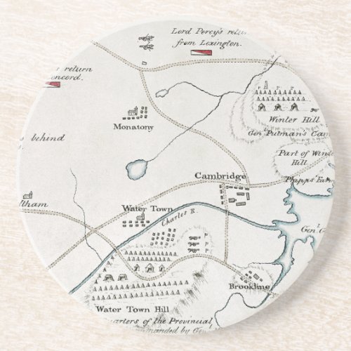 BOSTON_CONCORD MAP 1775 SANDSTONE COASTER