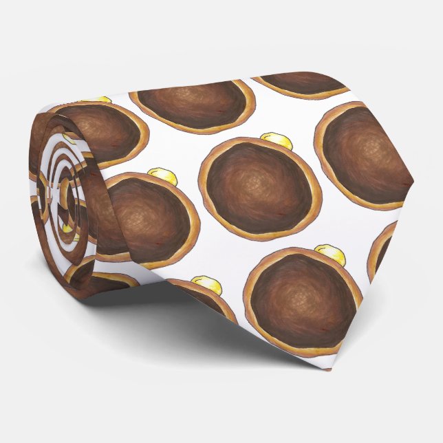Boston Cream Creme Donut Donut Foodie Tie (Rolled)