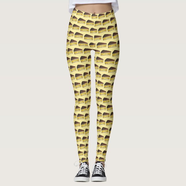 Boston Cream Creme Pie Slice Foodie Massachusetts Leggings (Front)