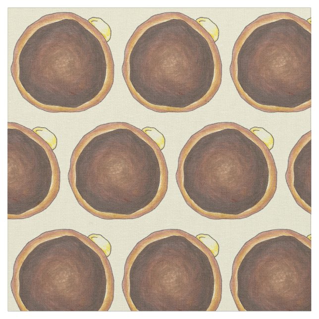 Boston Cream Donut Doughnut Donuts Fabric (Close Up)