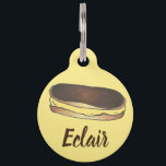 Boston Cream Pie Custard Eclair French Pastry Food Pet Tag<br><div class="desc">Pet tag design features an original illustration of a classic custard-filled Boston cream pie Eclair topped with chocolate frosting. Just personalize with the name of your dog or cat. Lots of coordinating pet products are also available from this shop! Don't see exactly what you're looking for? Contact Rebecca to have...</div>
