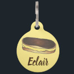 Boston Cream Pie Custard Eclair French Pastry Food Pet Tag<br><div class="desc">Pet tag design features an original illustration of a classic custard-filled Boston cream pie Eclair topped with chocolate frosting. Just personalize with the name of your dog or cat. Lots of coordinating pet products are also available from this shop! Don't see exactly what you're looking for? Contact Rebecca to have...</div>