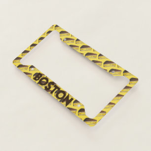Boston Cream Pie Slice Massachusetts Foodie Yellow License Plate Frame