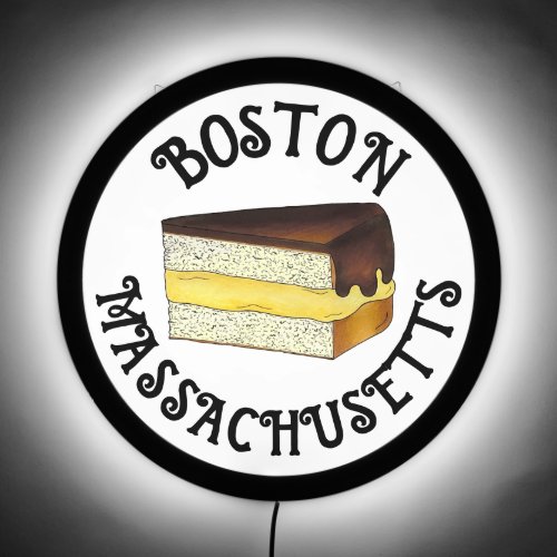 Boston Cream Pie Slice Massachusetts MA Mass LED Sign