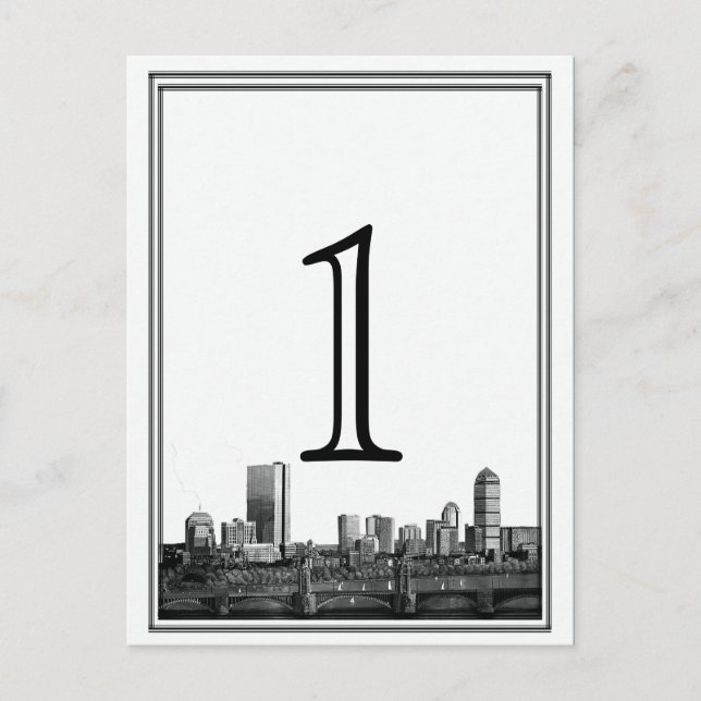 Boston Destination Wedding Table Number (Front)