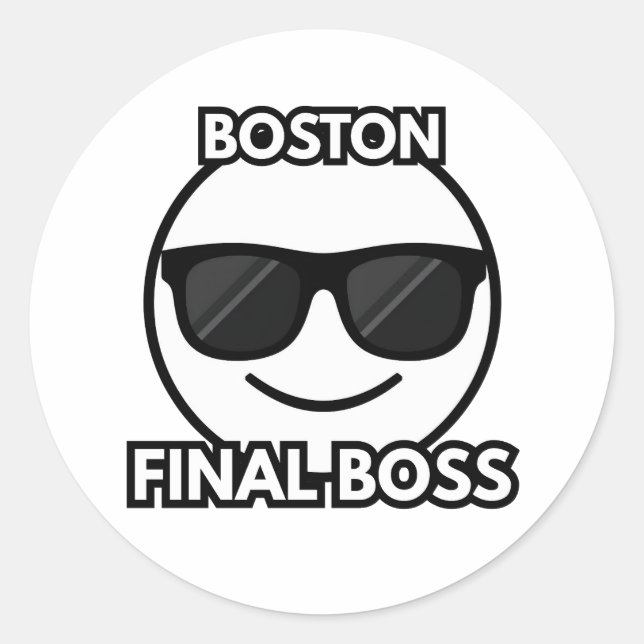 Boston Final Boss Cool Face Emoji Sticker (Front)