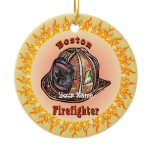 Boston Firefighter  Ceramic Ornament