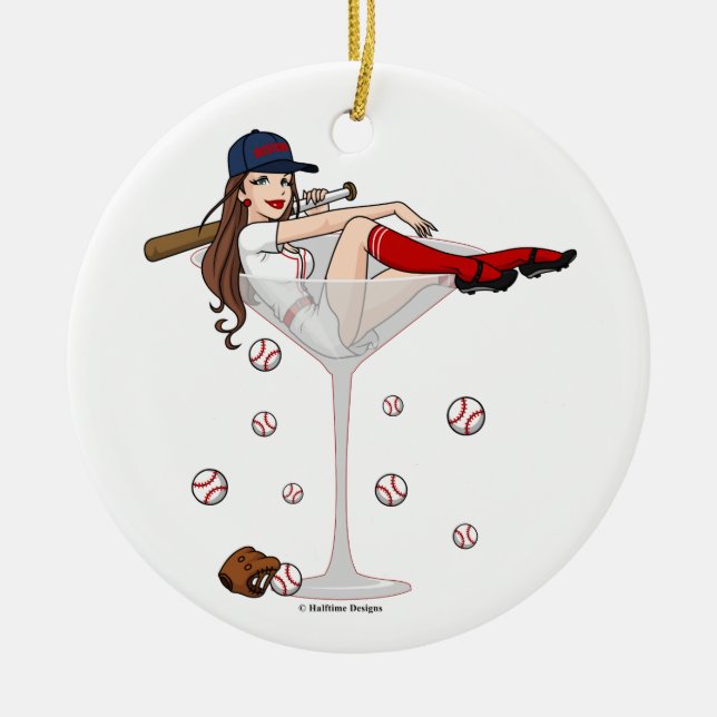 Boston Girl Martini Christmas Ornament (Front)