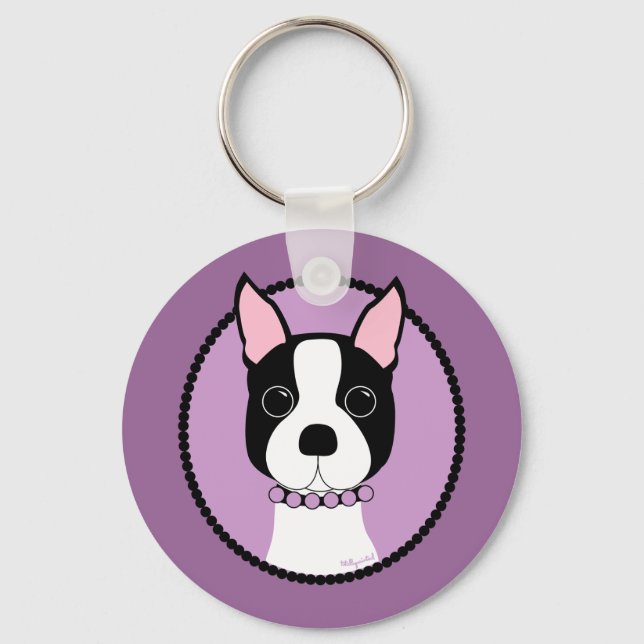 Boston Girl! Purple Keychain (Front)