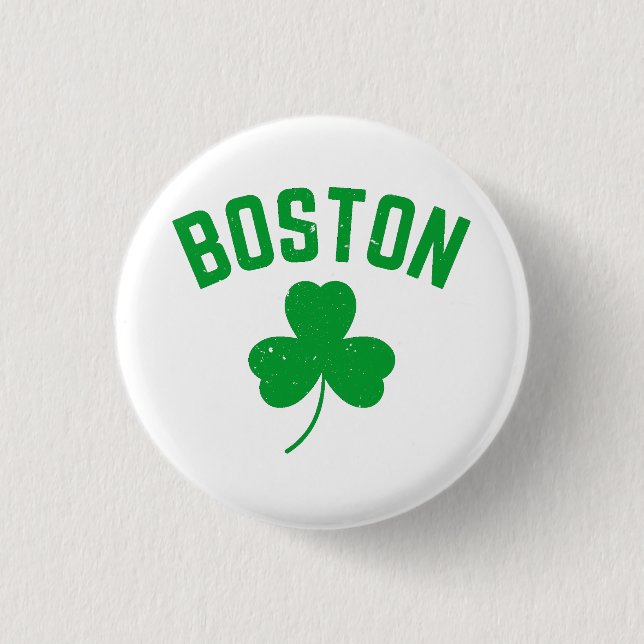 Boston Green Lucky Shamrock  Button (Front)