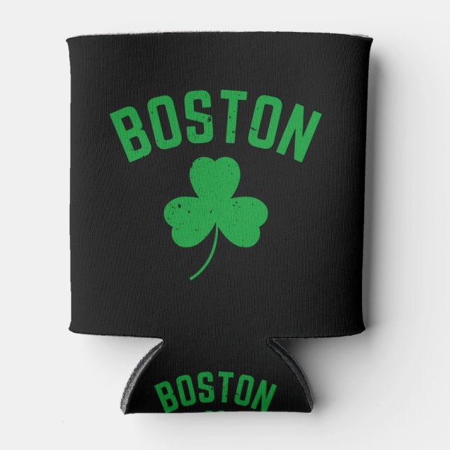 Boston Green Lucky Shamrock  Can Cooler (Front)